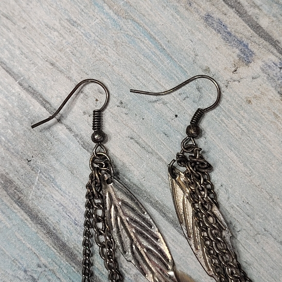 Bohemian Feather Chain Long Earrings - Picture 5 of 7